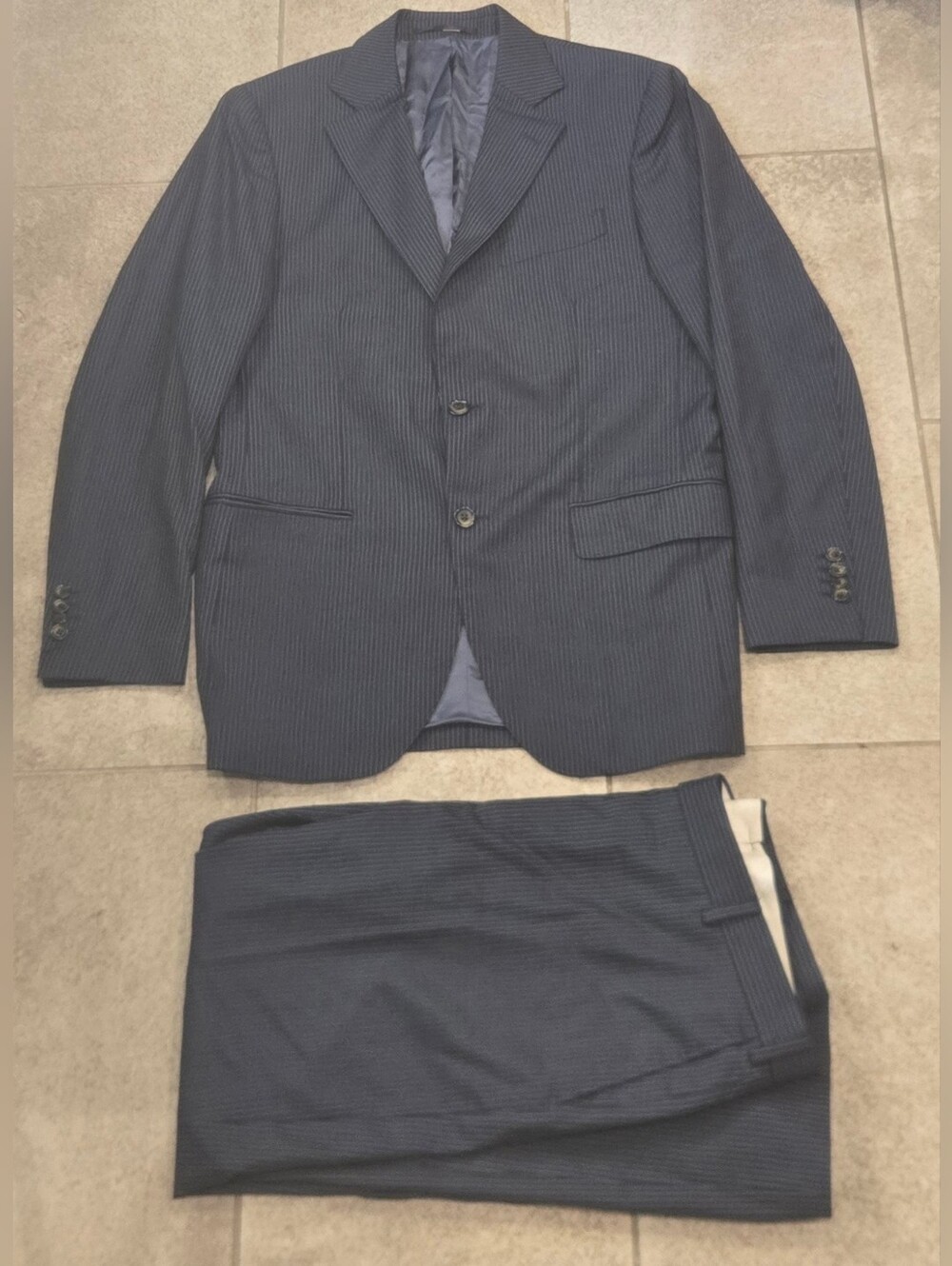 Suitsupply Livorno Pinstripe Suit 40R EU 50 Vitale Barberis Canonico Pants 33x25